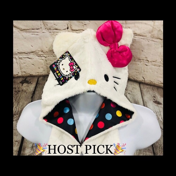 Hello Kitty Other - 🎉HP🎉Hello Kitty Hat Snood -White/Pink/Polka Dots/Soft Fuzzy/Silky❤️‍🔥